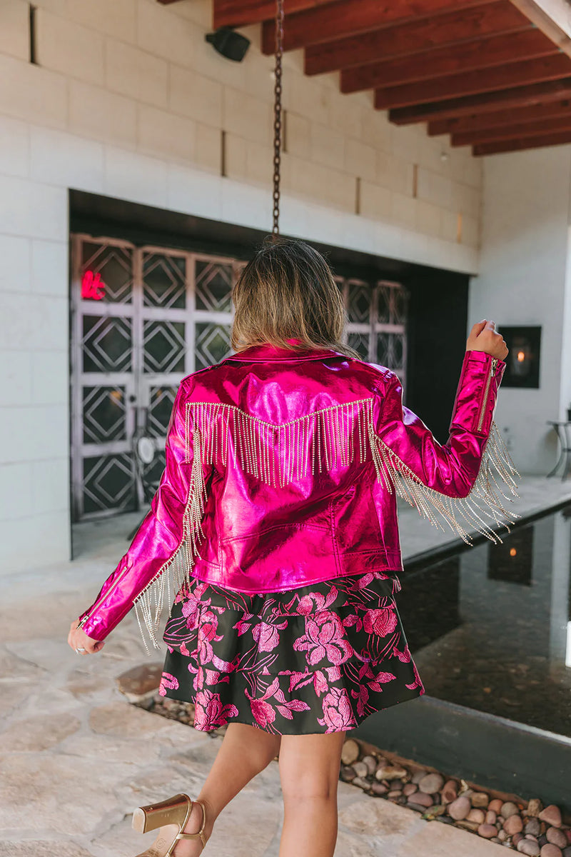 BuddyLove Pink Metallic Fringe Jacket