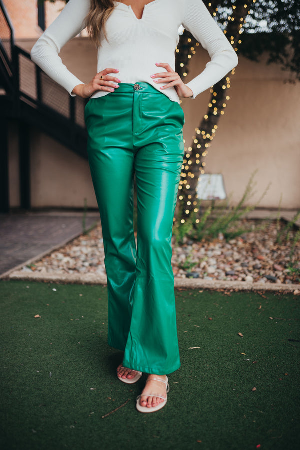 Leather Pant - Kelly Green