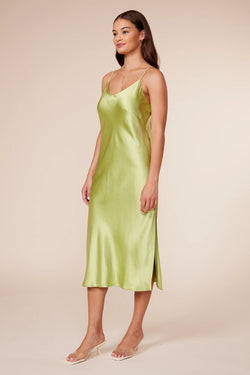 LP Lime Satin Slip Dress