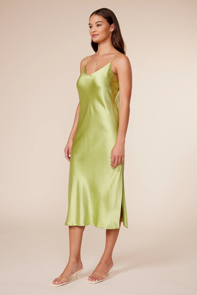 LP Lime Satin Slip Dress