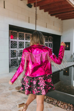 BuddyLove Pink Metallic Fringe Jacket