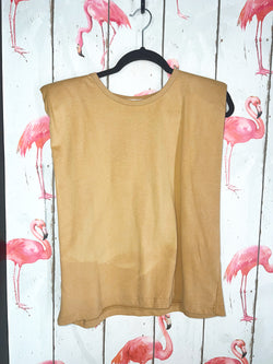 TAN SHOULDER PAD TOP