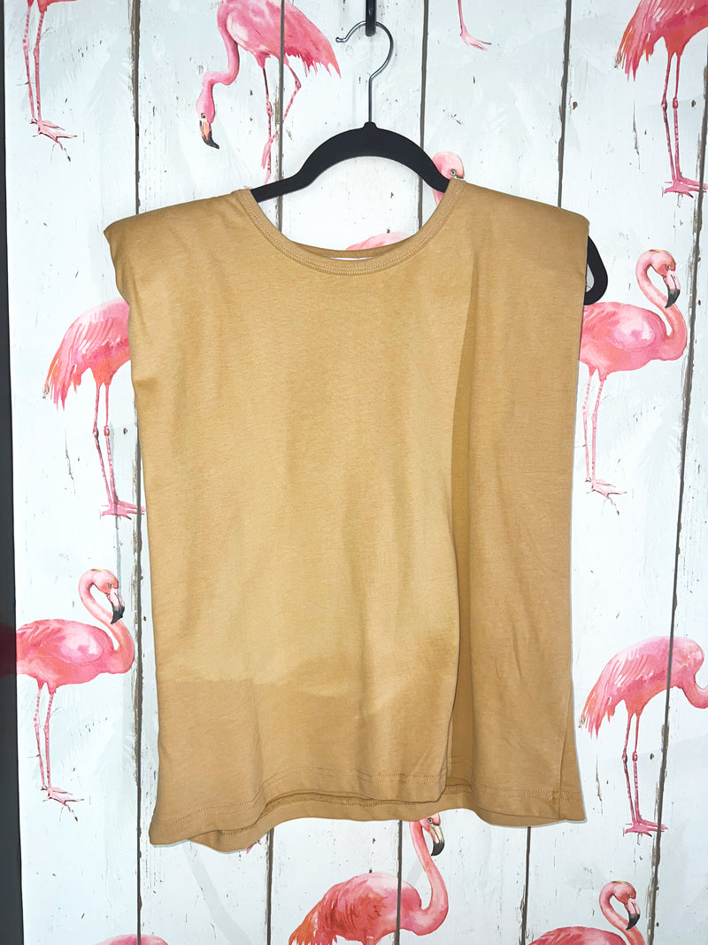 TAN SHOULDER PAD TOP