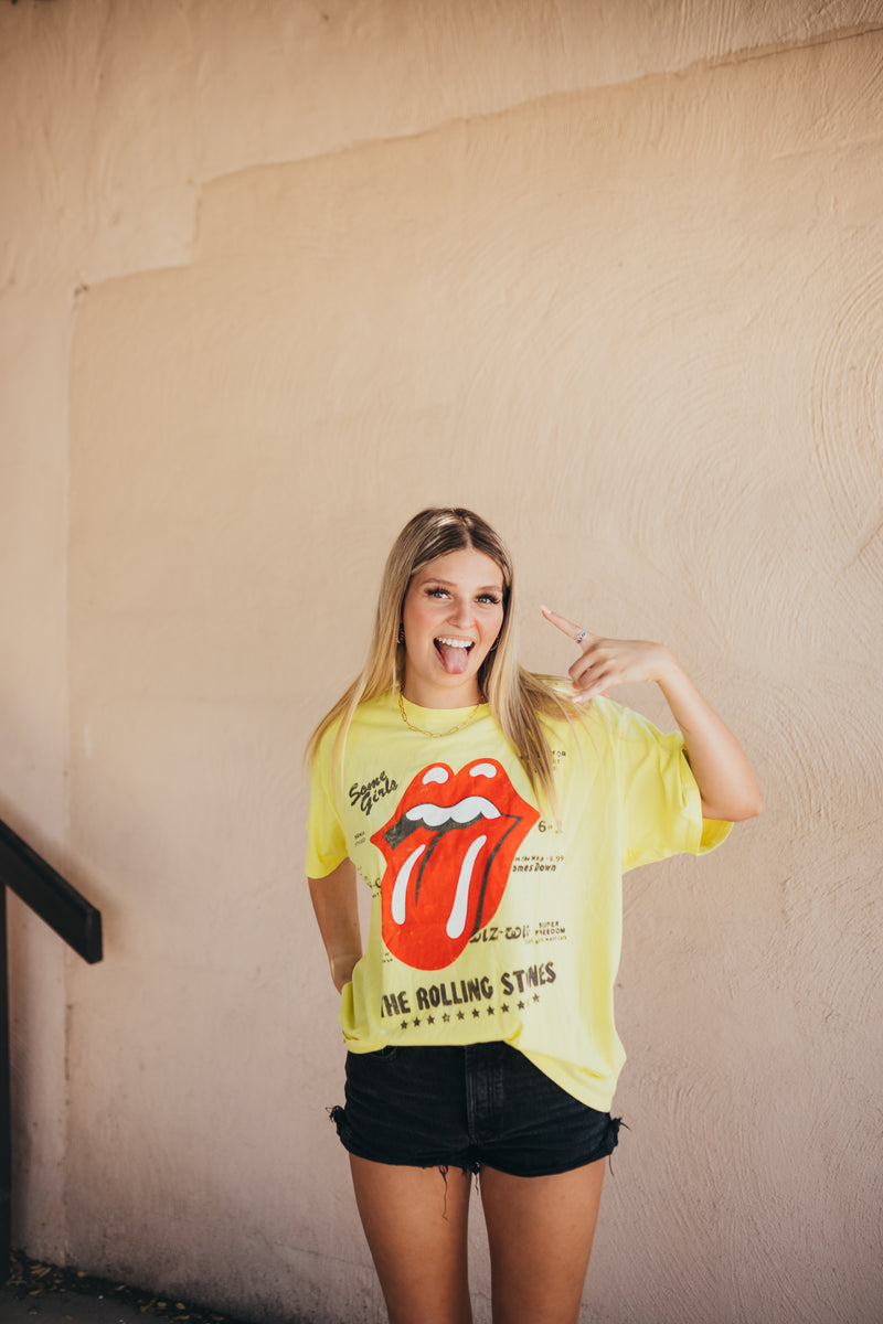 Rolling Stones Band Tee - Lime