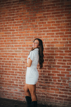 Rhinestone Cowgirl Romper - White