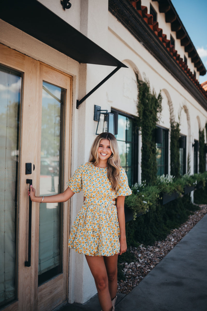 Green & Gold Floral Dress