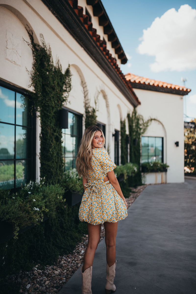 Green & Gold Floral Dress