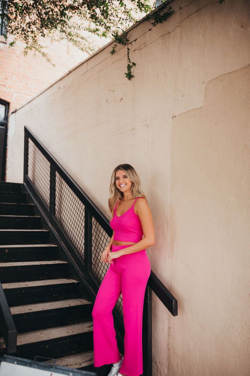 Solid Two Piece Set - Fuchsia