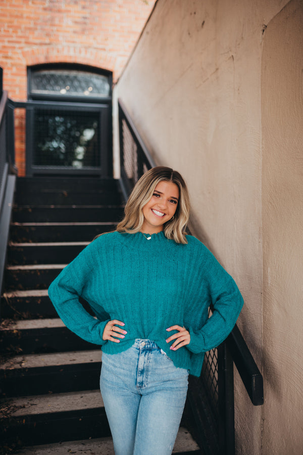 Hadley Knit Sweater - Teal