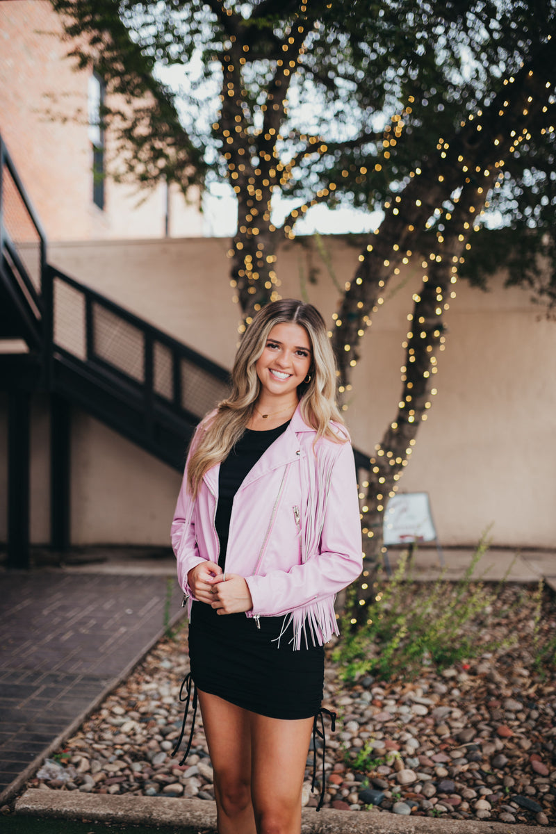 Francesca Pink Fringe Jacket