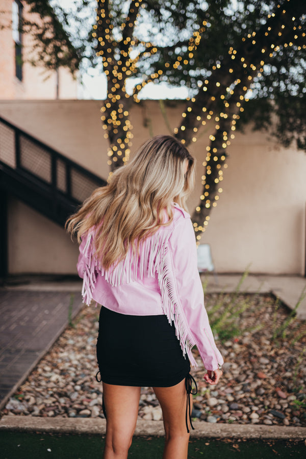 Francesca Pink Fringe Jacket