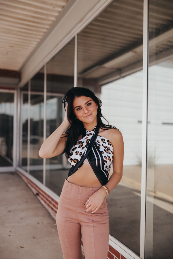White Leopard Silk Scarf